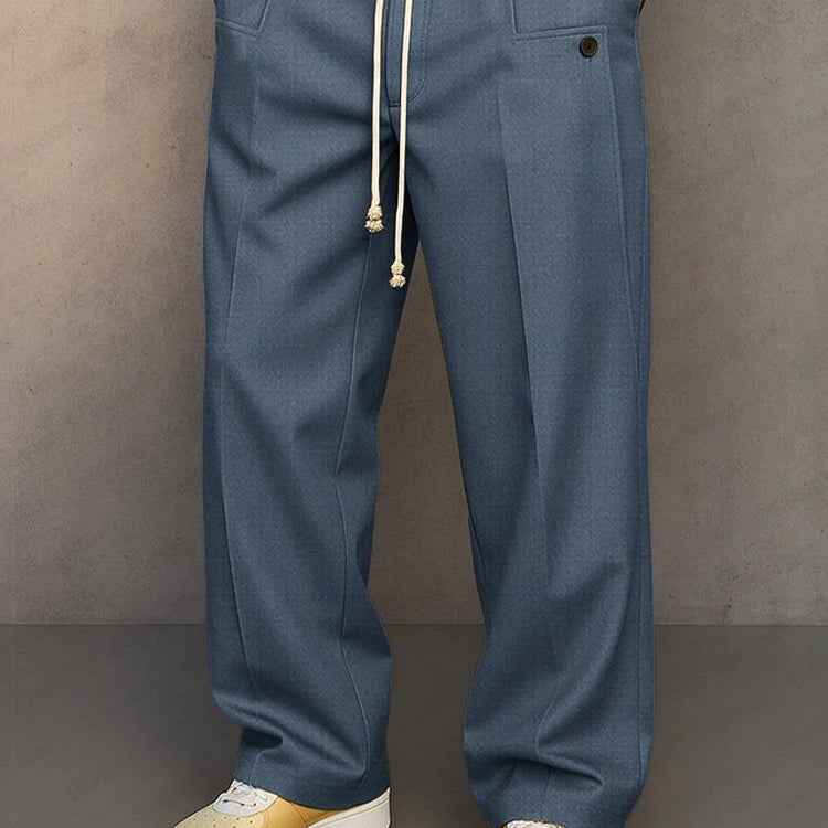 Men's Wide Leg Trousers – Loose Baggy Fit Relaxed Casual Pants