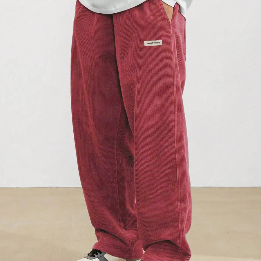 Men's Baggy Wide Leg Trousers with Adjustable Waist