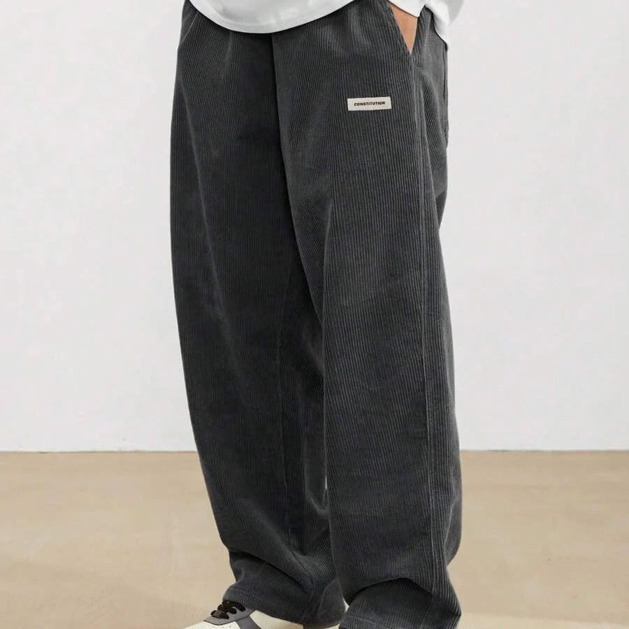 Men's Baggy Wide Leg Trousers with Adjustable Waist