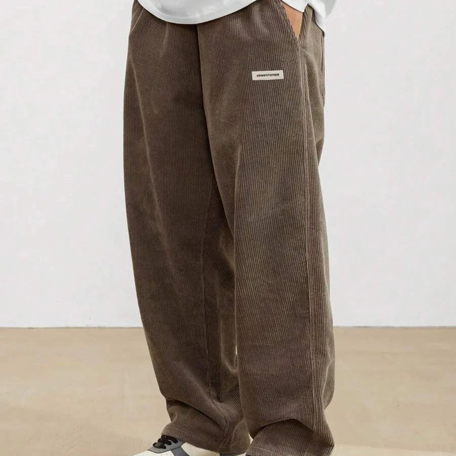 Men's Baggy Wide Leg Trousers with Adjustable Waist