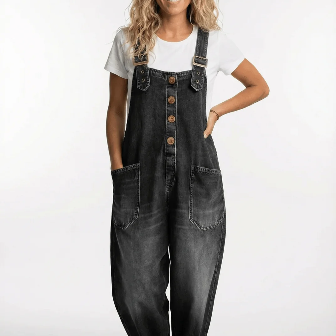 Women's Denim Dungarees – Relaxed Fit Casual Overalls