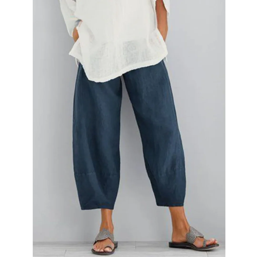 Women's Cotton Linen Trousers – Breathable Relaxed Leisure Fit
