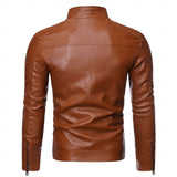 Men's Stand-Collar Biker Jacket - Zip-Up Structured Layer