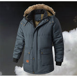 Men's Padded Parka Jacket – Hooded Winter Warmth with Pockets