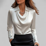 Draped Neck Satin Blouse | Luxurious Comfort, Timeless Sophistication