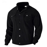 Men's Lapel-Collar Utility Jacket - Lightweight Button-Front Layer