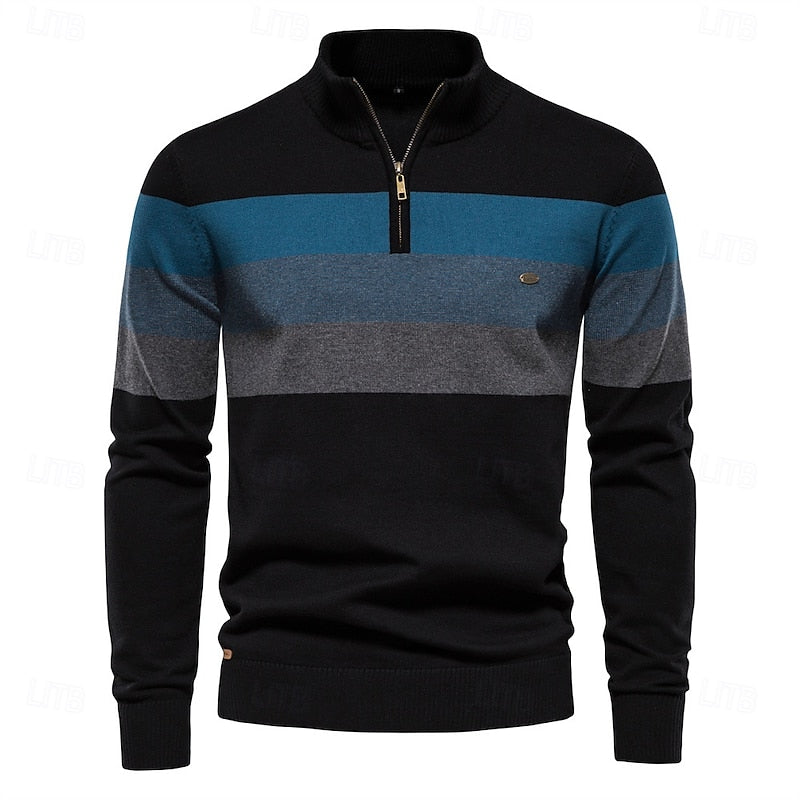 Men's Colour Block Half Zip Sweater – Modern Knit Top