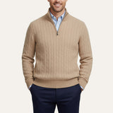 Men's Cable Knit Zipper Sweater | Old Money Sophistication & Winter Warmth