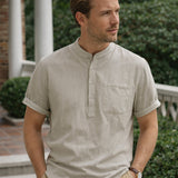 Men's Cotton Linen Henley Shirt | Breathable Summer Comfort