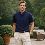 Men's Henley Shirt | Premium Cotton Linen Comfort