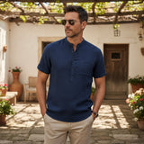Men's Cotton Linen Henley Shirt | Breathable Summer Comfort