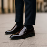 Men's Patent Leather Loafers | Luxury Slip-On Formal Elegance