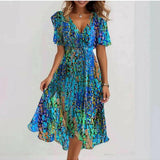 Wrap Midi Dress Abstract Print | Sophisticated Comfort, Timeless Elegance