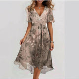 Wrap Midi Dress Abstract Print | Sophisticated Comfort, Timeless Elegance