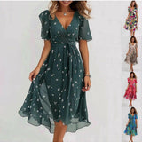 Wrap Midi Dress Abstract Print | Sophisticated Comfort, Timeless Elegance