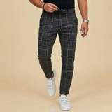 Men's Slim Fit Check Trousers – Classic Plaid Smart Style