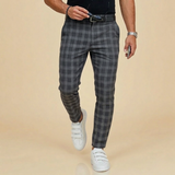 Men's Slim Fit Check Trousers – Classic Plaid Smart Style