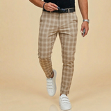 Men's Slim Fit Check Trousers – Classic Plaid Smart Style