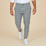 Men's Slim Fit Check Trousers – Classic Plaid Smart Style