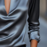 Satin V-Neck Blouse | Luxurious Drape, Timeless Elegance