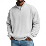 Men's Ribbed Quarter Zip Pullover – Stretch Knit Casual Top