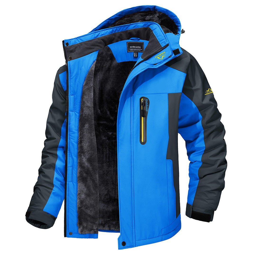 Men's Insulated Hooded Outdoor Jacket - Zip-Up Weather-Ready Layer