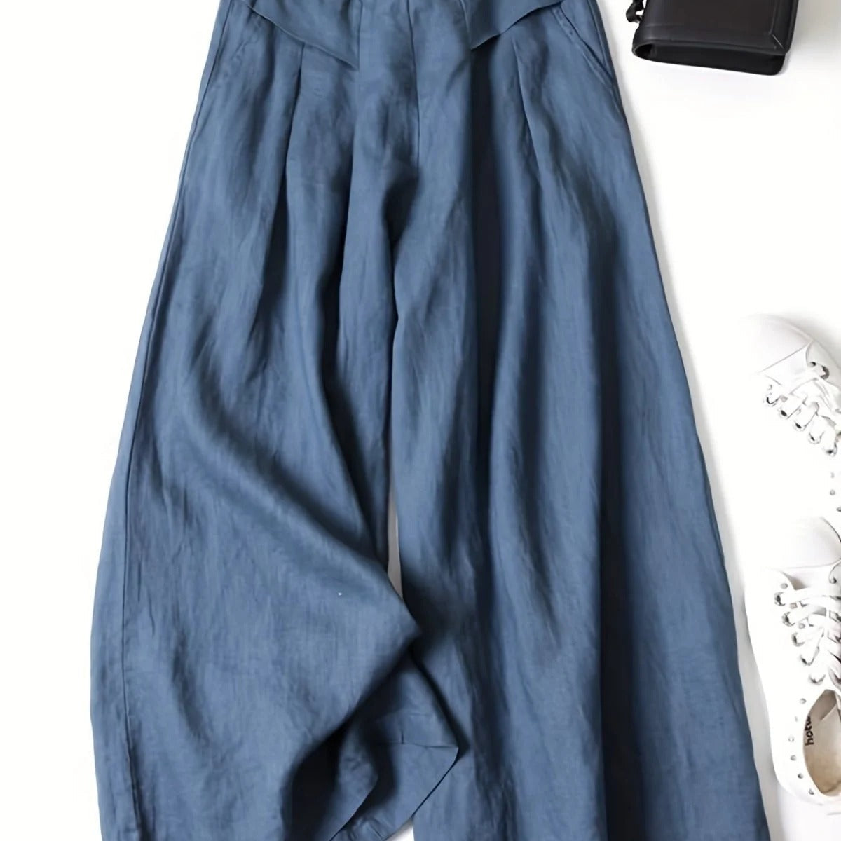 Women's Capri Trousers – Viscose Linen Blend Wide Leg Summer Fit