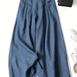 Women's Capri Trousers – Viscose Linen Blend Wide Leg Summer Fit