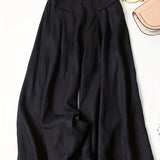 Women's Capri Trousers – Viscose Linen Blend Wide Leg Summer Fit