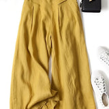 Women's Capri Trousers – Viscose Linen Blend Wide Leg Summer Fit
