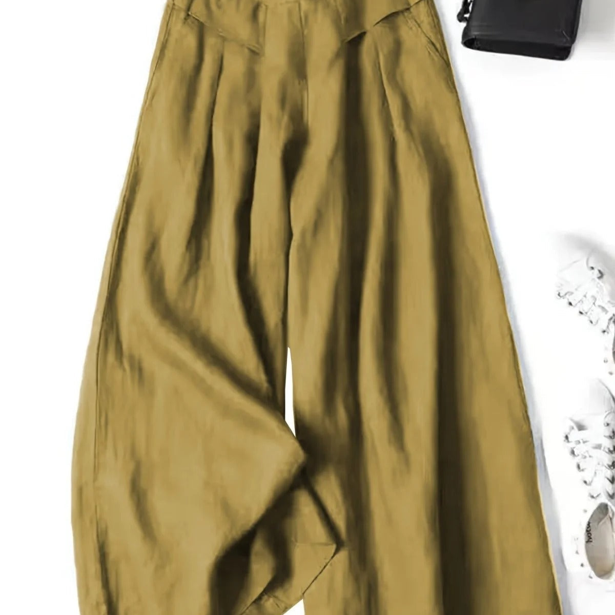 Women's Capri Trousers – Viscose Linen Blend Wide Leg Summer Fit