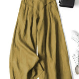 Women's Capri Trousers – Viscose Linen Blend Wide Leg Summer Fit