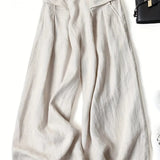 Women's Capri Trousers – Viscose Linen Blend Wide Leg Summer Fit