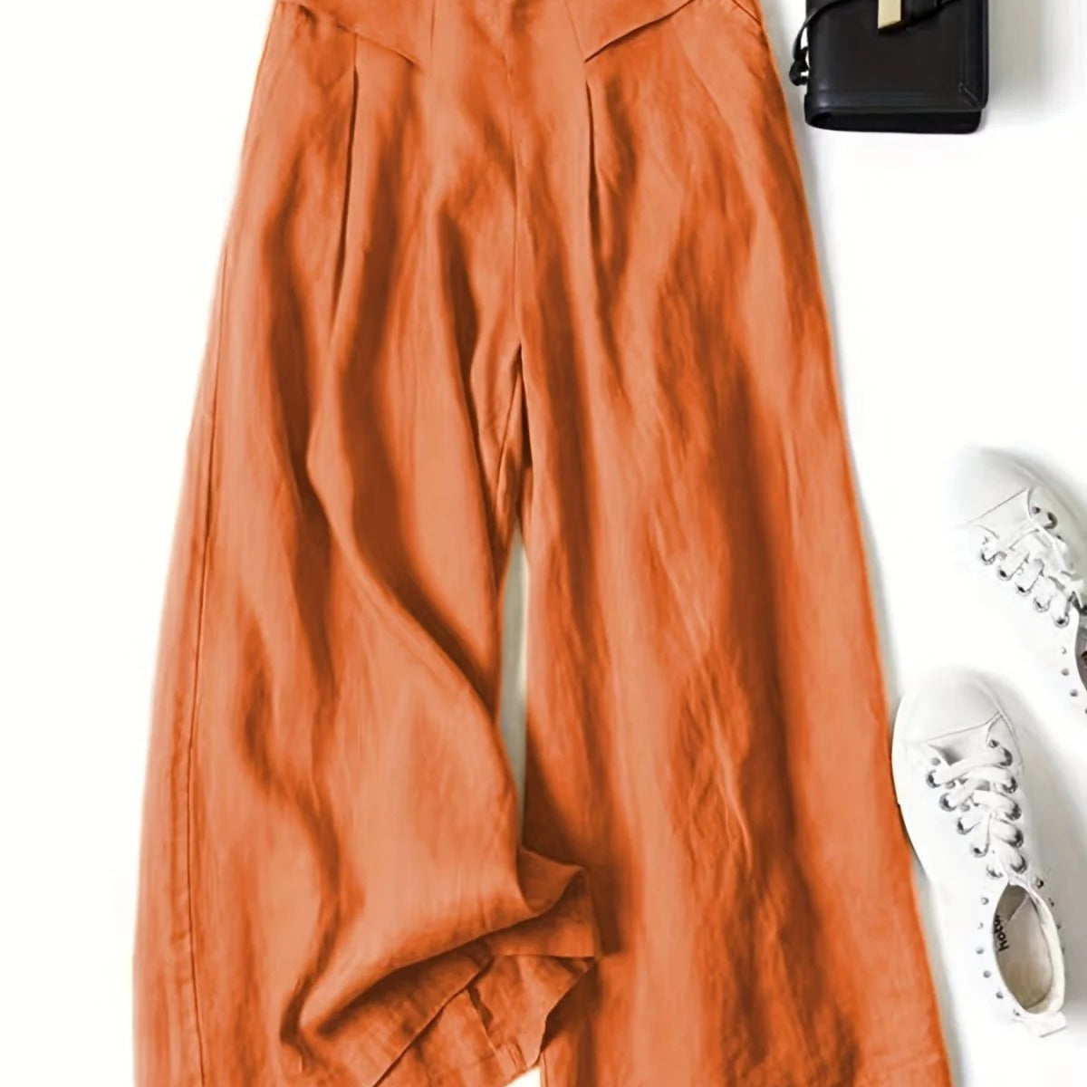 Women's Capri Trousers – Viscose Linen Blend Wide Leg Summer Fit