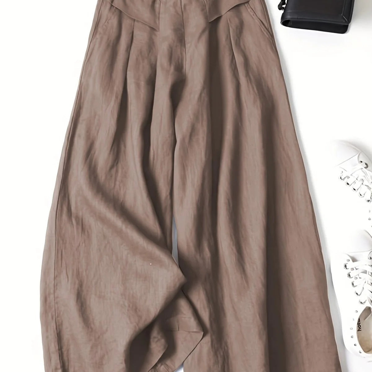 Women's Capri Trousers – Viscose Linen Blend Wide Leg Summer Fit