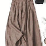 Women's Capri Trousers – Viscose Linen Blend Wide Leg Summer Fit