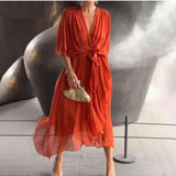 Elegant V-Neck Midi Dress | Flattering Silhouette, Timeless Style