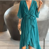 Elegant V-Neck Midi Dress | Flattering Silhouette, Timeless Style