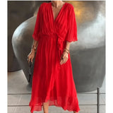 Elegant V-Neck Midi Dress | Flattering Silhouette, Timeless Style