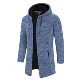 Men's Long Hooded Coat – Minimalist Mid-Length Winter Overcoat