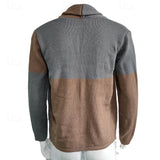 Men's Shawl-Collar Colour-Block Cardigan - Regular-Fit Knit Layer