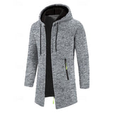 Men's Long Hooded Coat – Minimalist Mid-Length Winter Overcoat