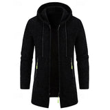 Men's Long Hooded Coat – Minimalist Mid-Length Winter Overcoat