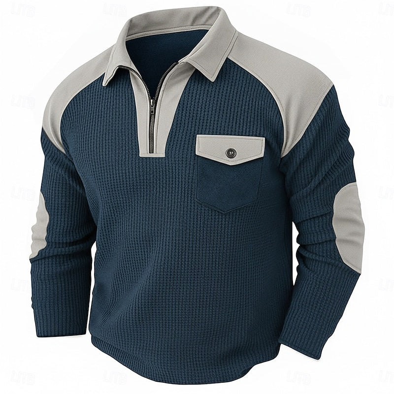 Men's Quarter Zip Jumper – Textured Hardwearing Layering Top