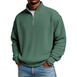 Men's Ribbed Quarter Zip Pullover – Stretch Knit Casual Top