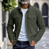 Men's Lapel-Collar Utility Jacket - Lightweight Button-Front Layer