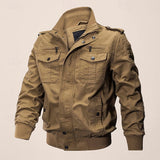 Men's Field-Style Utility Jacket - Stand-Collar Pocketed Layer
