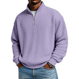 Men's Ribbed Quarter Zip Pullover – Stretch Knit Casual Top