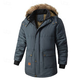 Men's Padded Parka Jacket – Hooded Winter Warmth with Pockets