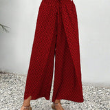 Wide Leg Geometric Print Trousers | Statement Comfort